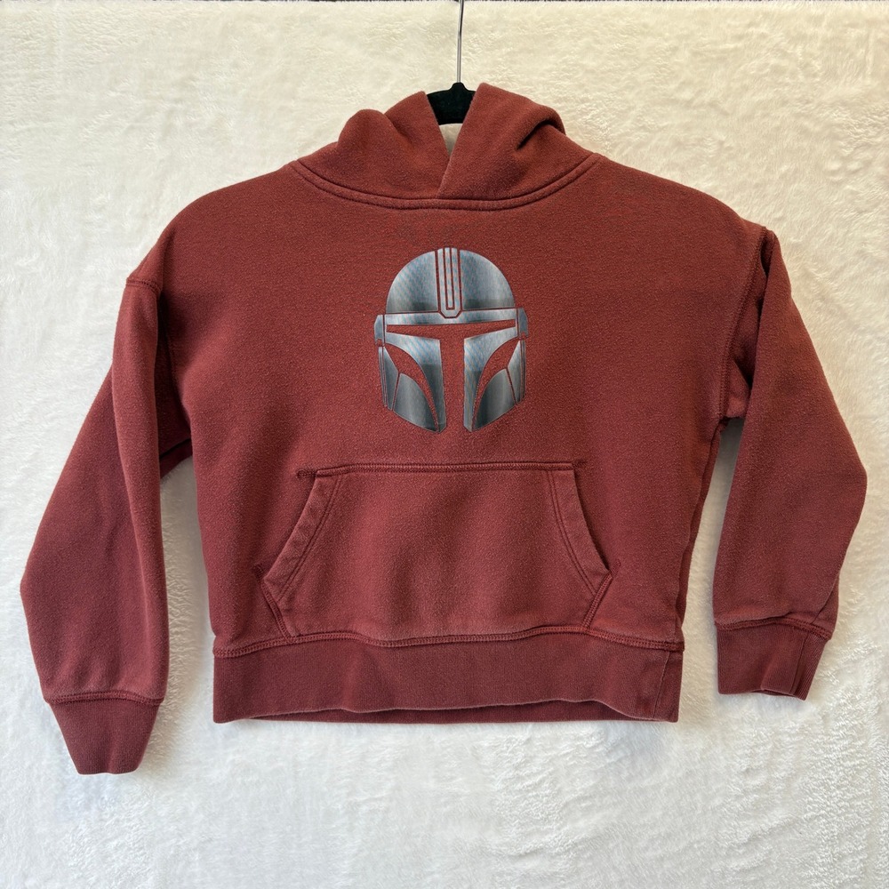 GAP Star Wars Mandalorian Hoodie Kids Size Small Dark Red‎ Pullover Graphic